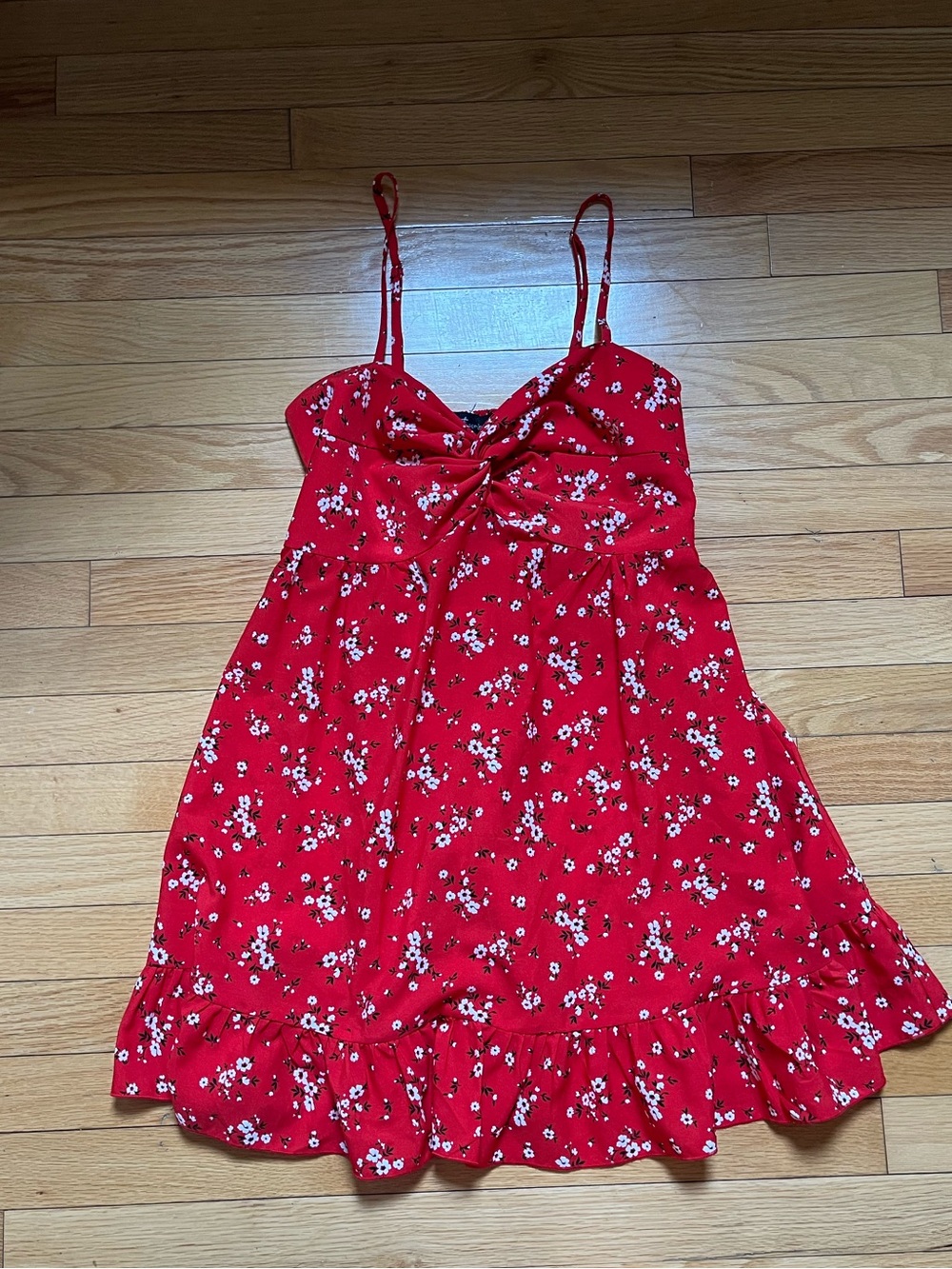Red Floral Spaghetti-Strap Dress size Medium